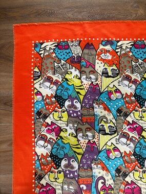 Cashmere Brand Colorful Cat Print Scarf Wrap Whimsical Feline Motif